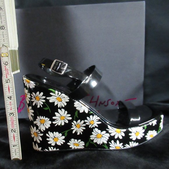 Betsey Johnson Black and White Floral Platform Sandals - Picture 7 of 13